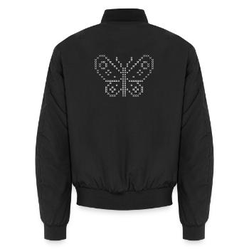 Cross stitch BUTTERFLY white - Unisex Bomber Jacket - black - Back - AI Model Male 185 light (185cm)