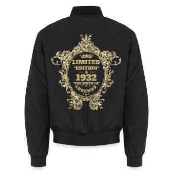 Limited Edition 1932 - Unisex Bomberjacke - Schwarz - Hinten - AI Model Male 185 light (185cm)