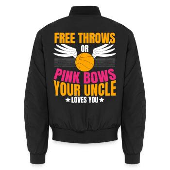 Freiwürfe oder rosa Schleifen Dein Onkel liebt dic - Unisex Bomberjacke - Schwarz - Hinten - AI Model Male 185 light (185cm)