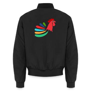 HAHN. HENNE. KÜKEN. TIER. TIERE. NATUR - Unisex Bomberjacke - Schwarz - Hinten - AI Model Male 185 light (185cm)