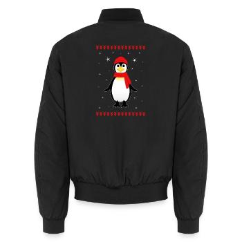 Pinguin Schnee Sterne - Unisex Bomberjacke - Schwarz - Hinten - AI Model Male 185 light (185cm)