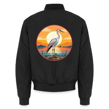 Kranich Haustier Bunte Aquarell Karikatur Kawaii Haustier - Unisex Bomberjacke - Schwarz - Hinten - AI Model Male 185 light (185cm)