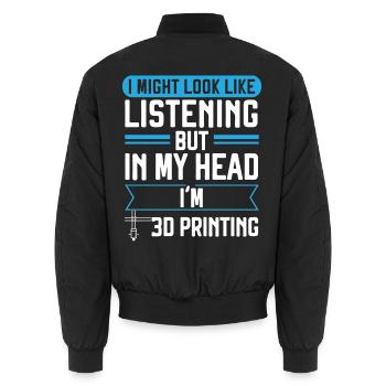Ich höre zu, aber in meinem Kopf bin ich beim 3D-D - Unisex Bomberjacke - Schwarz - Hinten - AI Model Male 185 light (185cm)