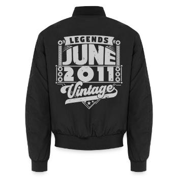 Vintage Geschenk Geburtstag Juni 2011, Juni 2011. - Unisex Bomberjacke - Schwarz - Hinten - AI Model Male 185 light (185cm)