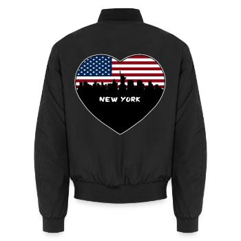 New York New York USA Flagge Skyline Reise Souvenir - Unisex Bomberjacke - Schwarz - Hinten - AI Model Male 185 light (185cm)