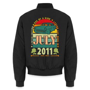 Geburtstagsgeschenk Juli 2011. - Unisex Bomberjacke - Schwarz - Hinten - AI Model Male 185 light (185cm)