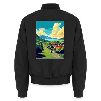 San Luis Argentinien Vintage Reiseposter Souvenir - Unisex Bomberjacke - Schwarz - Hinten - AI Model Male 185 light (185cm)