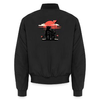 Bär in Liebe - Romantischer Sonnenuntergang - Unisex Bomberjacke - Schwarz - Hinten - AI Model Male 185 light (185cm)