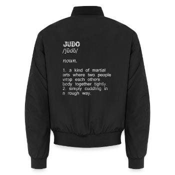 Furchtloser Judoka Wettkampfmatte - Unisex Bomberjacke - Schwarz - Hinten - AI Model Male 185 light (185cm)
