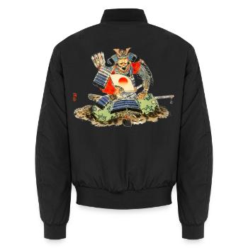 Samurai von Kōno Bairei - Unisex Bomberjacke - Schwarz - Hinten - AI Model Male 185 light (185cm)
