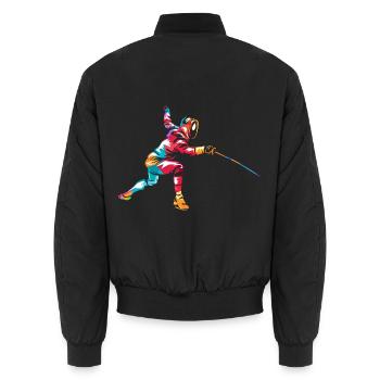 Rasender Degenfechter Turnierstart - Unisex Bomberjacke - Schwarz - Hinten - AI Model Male 185 light (185cm)
