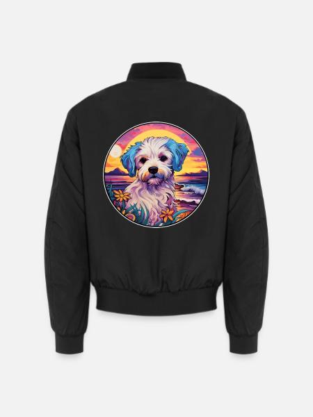 Porzellan-Hunderasse buntes Karikatur-Aquarell - Unisex Bomberjacke - Schwarz