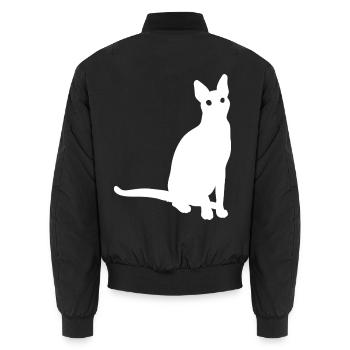 Anschmiegsame German Rex Rassekatze - Unisex Bomberjacke - Schwarz - Hinten - AI Model Male 185 light (185cm)