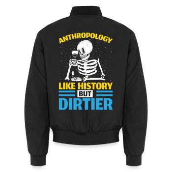 Anthropologie Wie Geschichte, aber schmutziger - Unisex Bomberjacke - Schwarz - Hinten - AI Model Male 185 light (185cm)