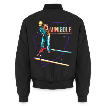 Zielsicherer Minigolf Turnierprofi - Unisex Bomberjacke - Schwarz - Hinten - AI Model Male 185 light (185cm)