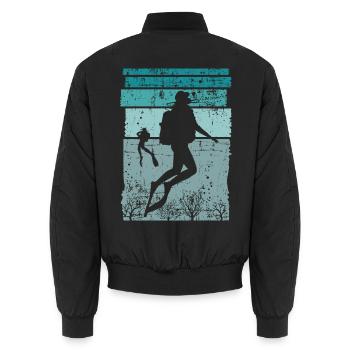 Taucher Vintage - Unisex Bomberjacke - Schwarz - Hinten - AI Model Male 185 light (185cm)