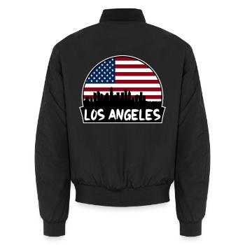 Los Angeles, Kalifornien, USA, Flagge, Skyline, Silhouette - Unisex Bomberjacke - Schwarz - Hinten - AI Model Male 185 light (185cm)
