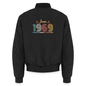 Juni 1969 Geburtstag Juni 1969 Juni Retro - Unisex Bomberjacke - Schwarz - Hinten - AI Model Male 185 light (185cm)