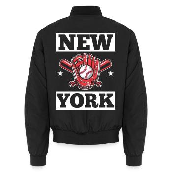 New York USA Amerika New Yorker Empire Stater - Unisex Bomberjacke - Schwarz - Hinten - AI Model Male 185 light (185cm)