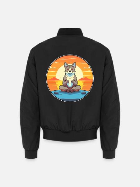 Hund Cartoon Yoga Strand Sommer Illustration - Unisex Bomberjacke - Schwarz