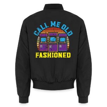 Call Me Old Fashioned Arcade Videospiel Gamer - Unisex Bomberjacke - Schwarz - Hinten - AI Model Male 185 light (185cm)