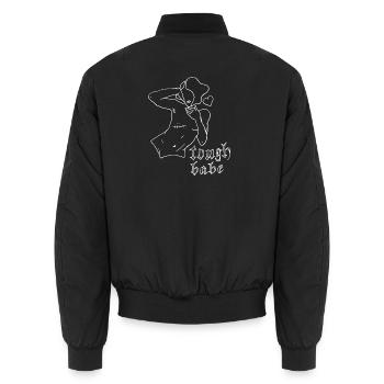 tough babe outlines weiß - Unisex Bomberjacke - Schwarz - Hinten - AI Model Male 185 light (185cm)