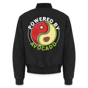 Angetrieben von Avocado Guac Guacamole Avocado-Lie - Unisex Bomberjacke - Schwarz - Hinten - AI Model Male 185 light (185cm)