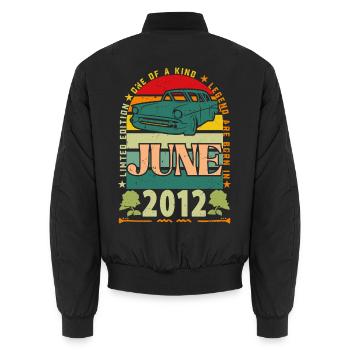 Geburtstagsgeschenk Juni 2012. Juni 2012 Juni 2012 - Unisex Bomberjacke - Schwarz - Hinten - AI Model Male 185 light (185cm)
