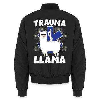 Trauma Llama Sanitäter Rettungsdienst - Unisex Bomberjacke - Schwarz - Hinten - AI Model Male 185 light (185cm)
