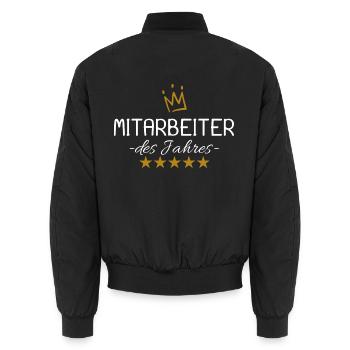 Mitarbeiter des Jahres mit Krone Geschenk - Unisex Bomberjacke - Schwarz - Hinten - AI Model Male 185 light (185cm)