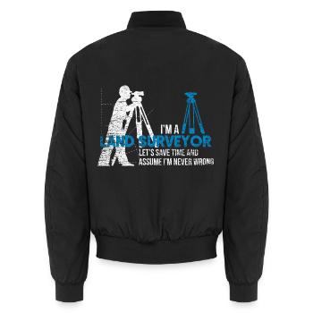 Präziser Landvermesser Feldeinsatz - Unisex Bomberjacke - Schwarz - Hinten - AI Model Male 185 light (185cm)