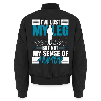 Ich habe mein Bein verloren, aber nie meinen Sinn - Unisex Bomberjacke - Schwarz - Hinten - AI Model Male 185 light (185cm)