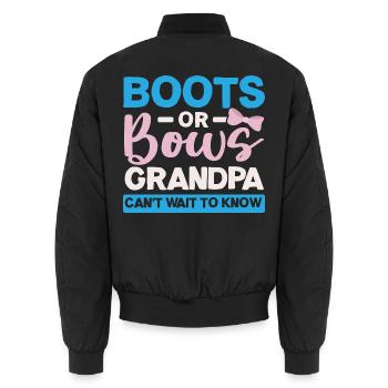 Stiefel oder Schleifen Opa kann es kaum erwarten - Unisex Bomberjacke - Schwarz - Hinten - AI Model Male 185 light (185cm)