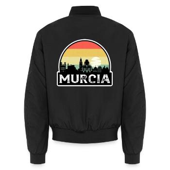 Murcia Spanien Flagge Skyline Reisesouvenir - Unisex Bomberjacke - Schwarz - Hinten - AI Model Male 185 light (185cm)