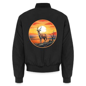 Impala Buntes Aquarell Cartoon Kawaii Tier - Unisex Bomberjacke - Schwarz - Hinten - AI Model Male 185 light (185cm)