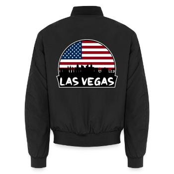 Las Vegas, Nevada, USA, Flagge, Skyline, Silhouette, Trave - Unisex Bomberjacke - Schwarz - Hinten - AI Model Male 185 light (185cm)