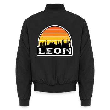 Leon Mexiko Flagge Skyline Reise-Souvenir - Unisex Bomberjacke - Schwarz - Hinten - AI Model Male 185 light (185cm)