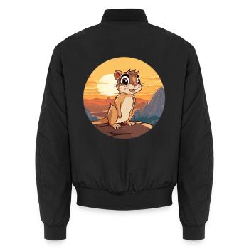 Chipmunk Buntes Aquarell Cartoon Kawaii Tier - Unisex Bomberjacke - Schwarz - Hinten - AI Model Male 185 light (185cm)