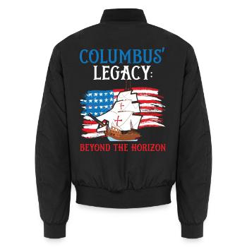 Kolumbus' Vermächtnis: Jenseits des Horizonts Kolu - Unisex Bomberjacke - Schwarz - Hinten - AI Model Male 185 light (185cm)