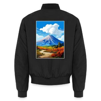 Poas Vulkan Nationalpark Vintage Reiseposter - Unisex Bomberjacke - Schwarz - Hinten - AI Model Male 185 light (185cm)