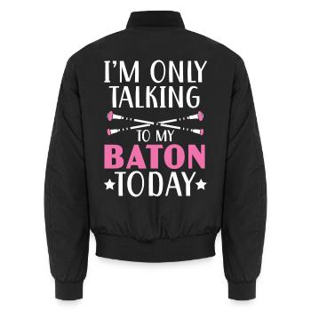 Ich spreche nur Baton Twirling heute Twirler - Unisex Bomberjacke - Schwarz - Hinten - AI Model Male 185 light (185cm)