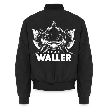 Team Waller Wels Welsfischen Sportfischen - Unisex Bomberjacke - Schwarz - Hinten - AI Model Male 185 light (185cm)