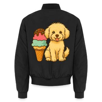 Maltipoo & Eis – Süßes Sommermotiv für Kids - Unisex Bomberjacke - Schwarz - Hinten - AI Model Male 185 light (185cm)