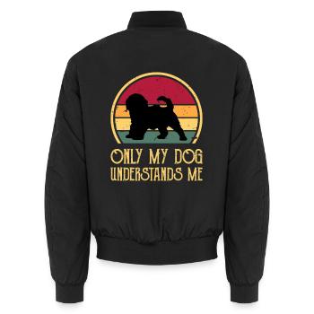Cockapoo Hundeliebhaber Silhouette Vintage Sonnenuntergang - Unisex Bomberjacke - Schwarz - Hinten - AI Model Male 185 light (185cm)