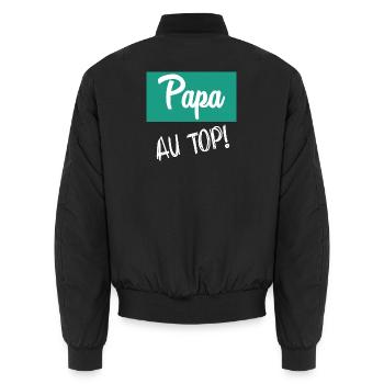 PAPA - Unisex Bomberjacke - Schwarz - Hinten - AI Model Male 185 light (185cm)