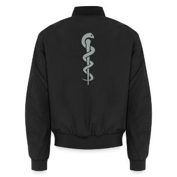 Aesculapstab Schlange - Unisex Bomberjacke - Schwarz - Hinten - AI Model Male 185 light (185cm)