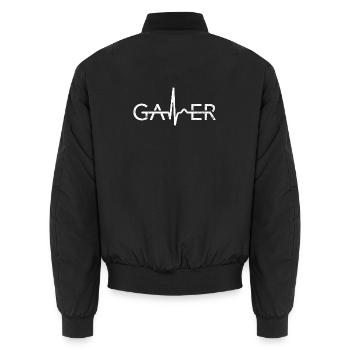 Gamer Herzkurve - Puls Controller Gaming Zocken - Unisex Bomberjacke - Schwarz - Hinten - AI Model Male 185 light (185cm)