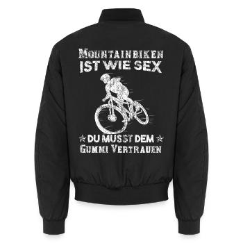 Mountainbiker Geschenk - Unisex Bomberjacke - Schwarz - Hinten - AI Model Male 185 light (185cm)