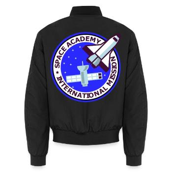 Space Academy International bleu Vintage - Unisex Bomberjacke - Schwarz - Hinten - AI Model Male 185 light (185cm)