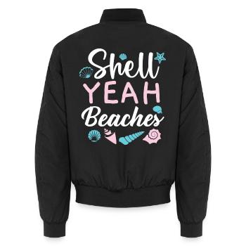 Shell Yeah Beaches Muschelsammlung Beachcombing - Unisex Bomberjacke - Schwarz - Hinten - AI Model Male 185 light (185cm)